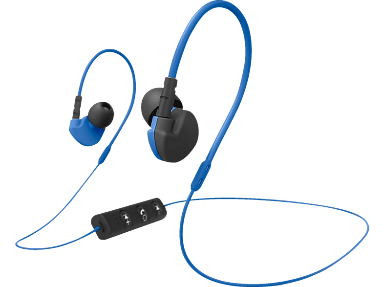 HAMA 177096 BT CLIPON STEREO OH ACTIVE M, In-ear Kopfhörer Bluetooth Blau/Schwarz