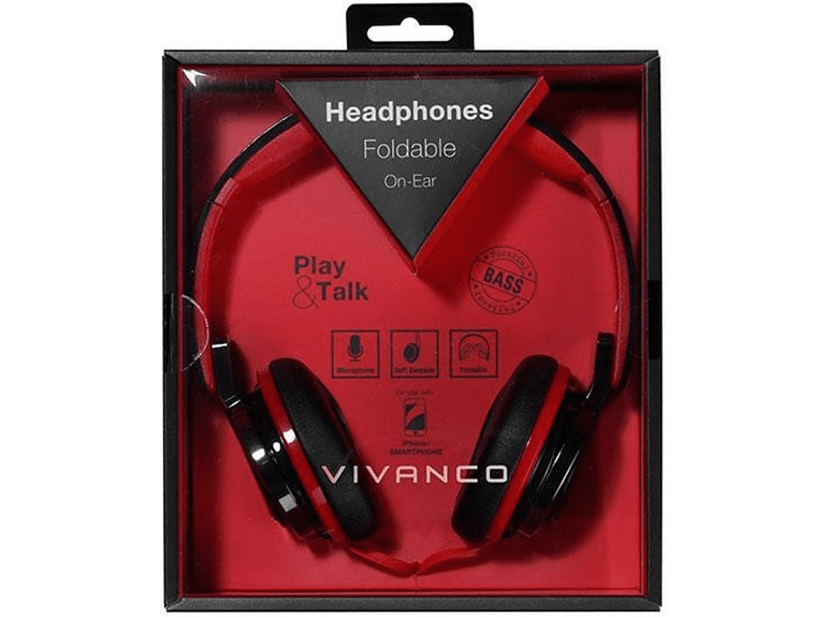 VIVANCO 37573, Kopfhörer Rot Ohraufliegende On-ear