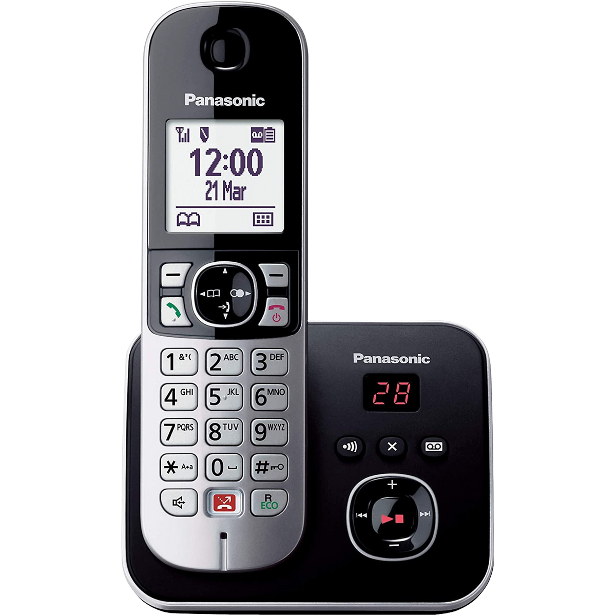 Panasonic Kxtg686 Teléfono fijo digital bloqueo llamadas contestador manos libres mod dect tg6861spb kxtg6861sp molestar negro kxtg6861spb kxtg6861spbpanasonic