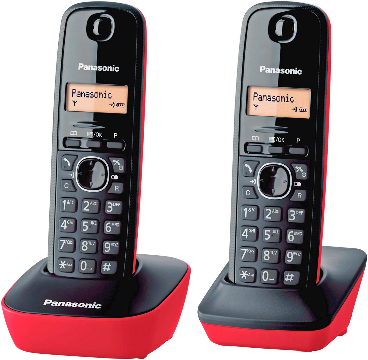 Teléfono para casa - KX-TG1612SPR PANASONIC, Negro y Rojo