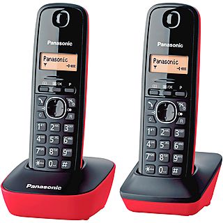 Teléfono para casa - PANASONIC KX-TG1612SPR, RDSI, Negro y Rojo