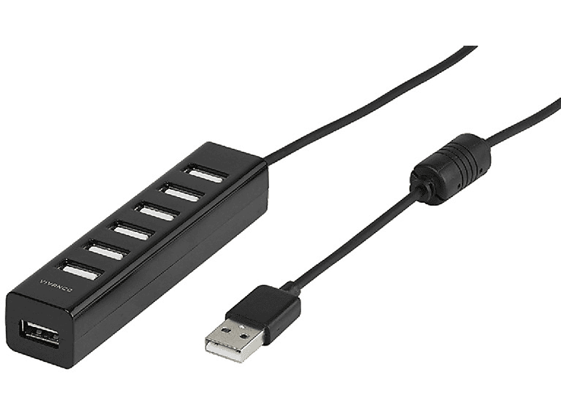 VIVANCO Hub, HUB, Schwarz 36661 7-PORT, AKTIV, USB