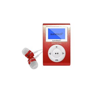 Reproductor MP3  - 8429015016981 SUNSTECH, 8 GB, 4 h, Rojo