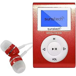 Reproductor MP3  - 8429015016981 SUNSTECH, 8 GB, 4 h, Rojo