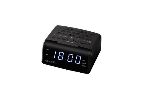 Fisura – Radio despertador reloj negra. Radio portátil de sobremesa. Reloj  despertador digital con radio 17,7 x 4,5 x 9 cm. Material: Madera.