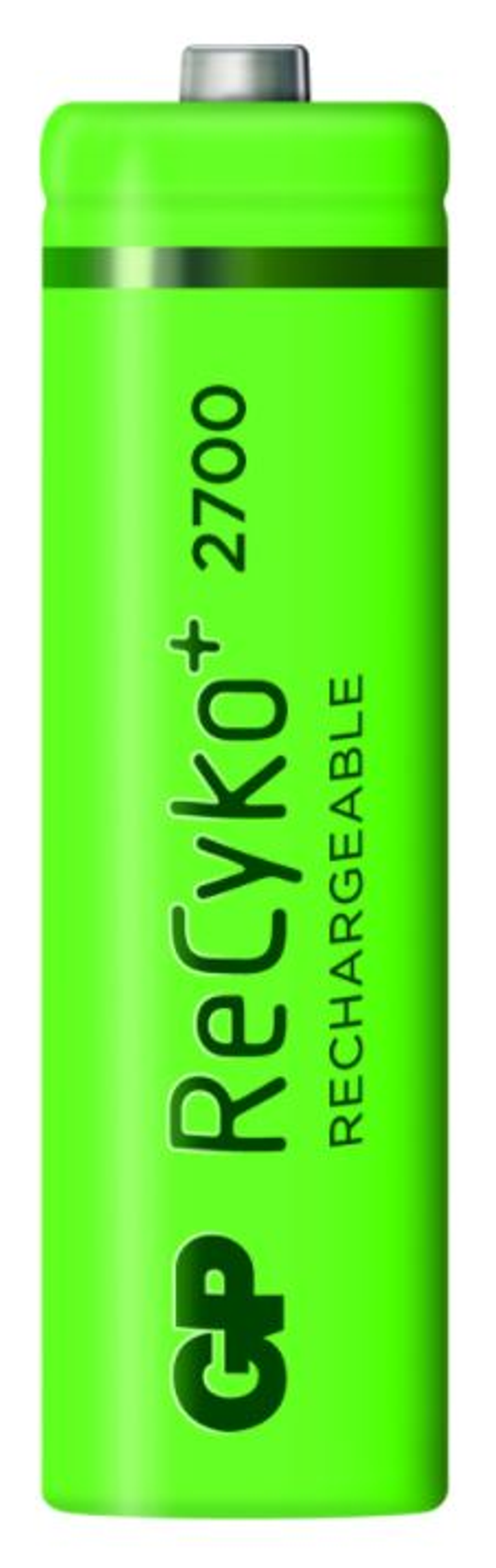 Pila recargable verde con texto blanco. El texto dice 'ReCyko+ 2700'.