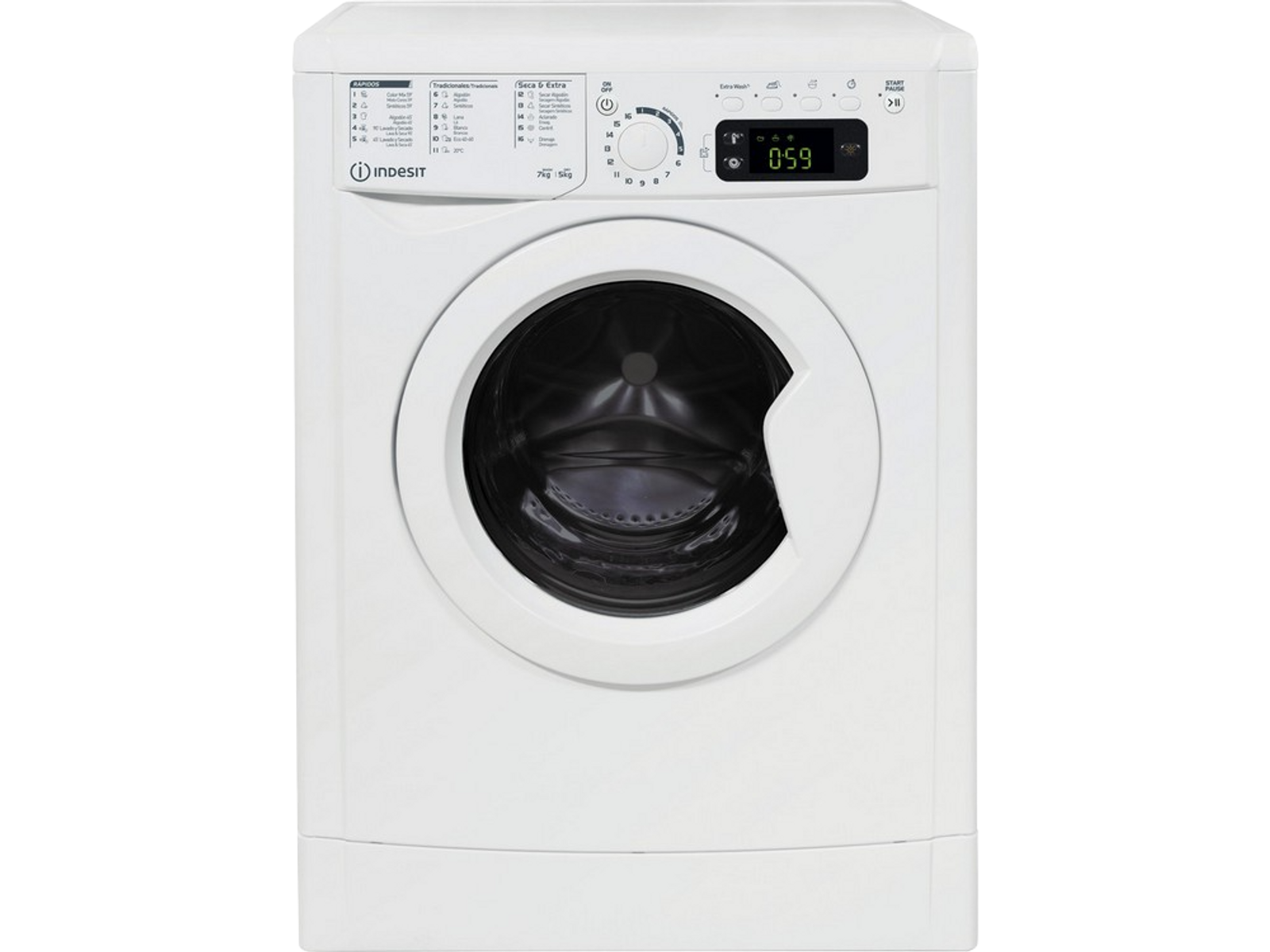 Lavadora secadora - INDESIT EWDE 751251 W SPT N, 7 kg, 5 kg, Blanco