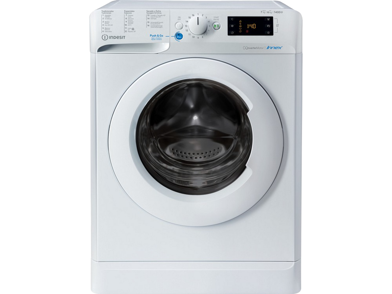 Lavadora secadora - INDESIT BDE 761483X W SPT N, 7 kg, 6 kg, Blanco