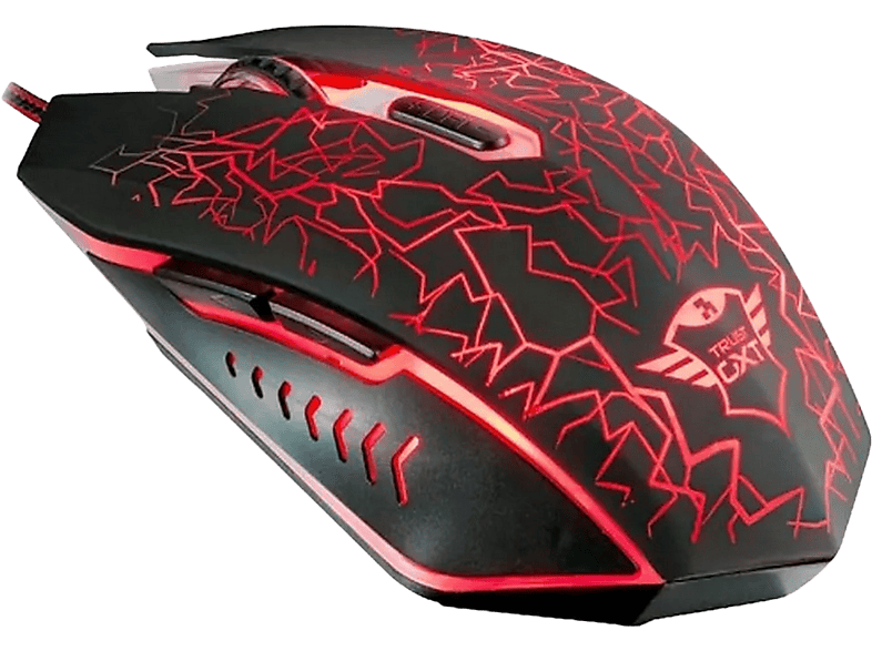 Gaming 21683 Rot TRUST Maus, MOUSE GAMING Schwarz/Leuchtfarbe 105 GXT