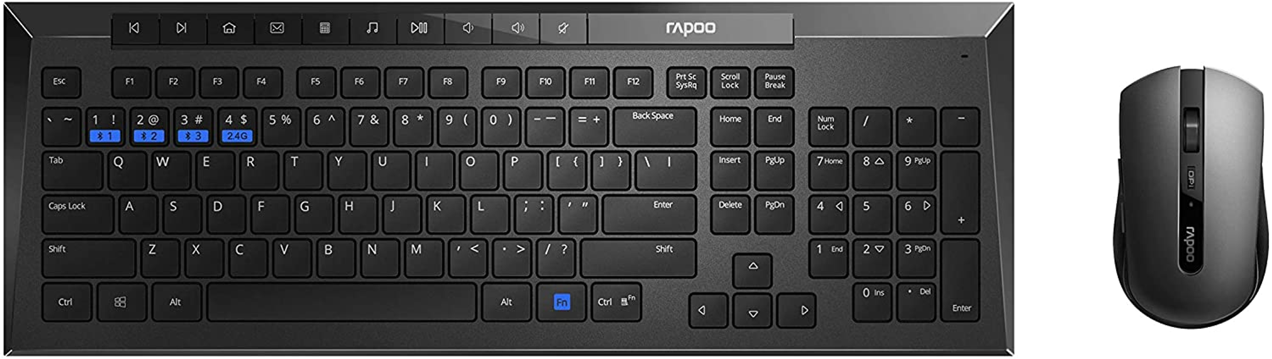 Pack Teclado + Ratón - 192079 RAPOO, Inalámbrico, Negro