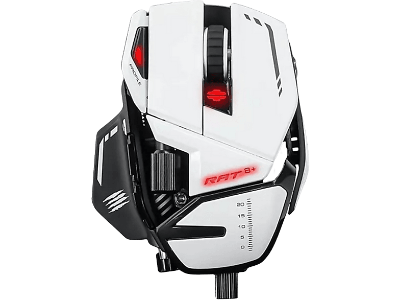 MAD CATZ MR05DCINWH000-0 R.A.T. 8+ OPTICAL GAMING MOUSE, WH Gaming Maus, Weiß