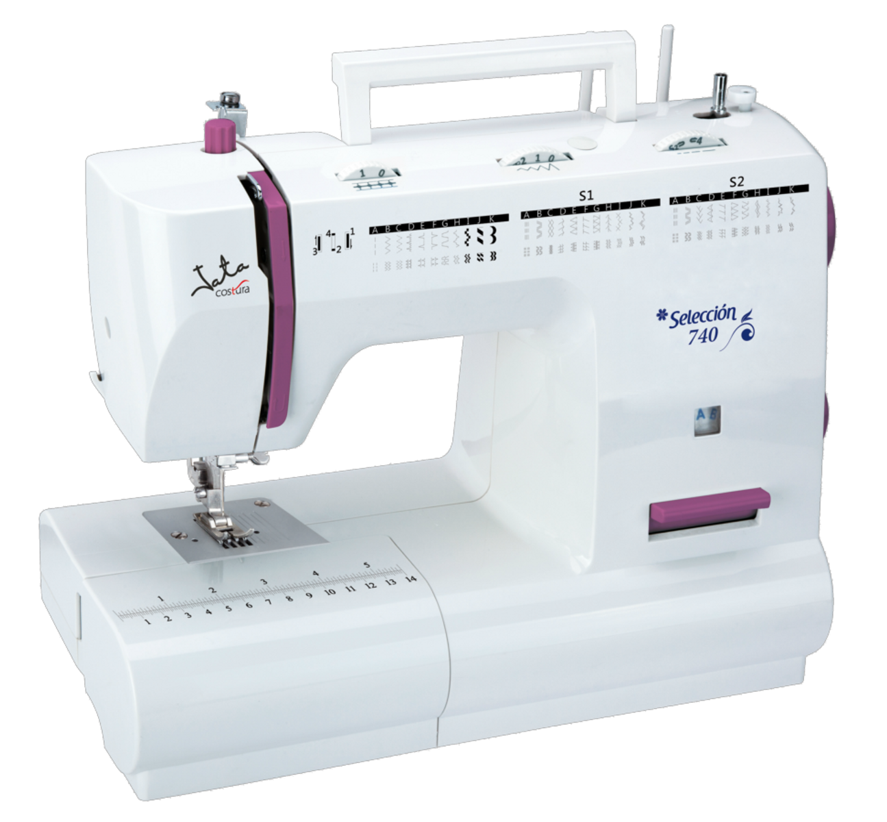 Máquinas de Coser - MC740 JATA, Blanco y Lila