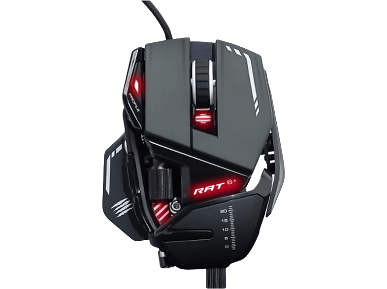 BL Schwarz MAD CATZ R.A.T. 8+ MOUSE, Gaming OPTICAL MR05DCINBL000-0 Maus, GAMING