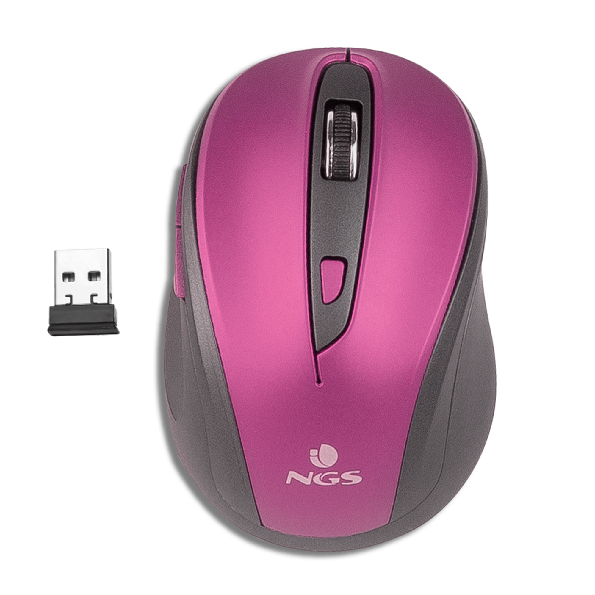 NGS EVO MUTE und Maus, Lila Tasten optische Kabellose 5 2,4GHz, Scrollen,800/1600dpi, leise