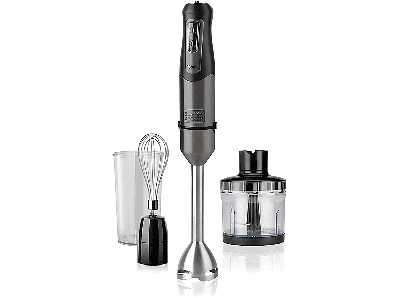 BLACK+DECKER BXHBA1000E STABMIXER-SET 1000WATT Stabmixer Edelstahl/Schwarz (1000 Watt)