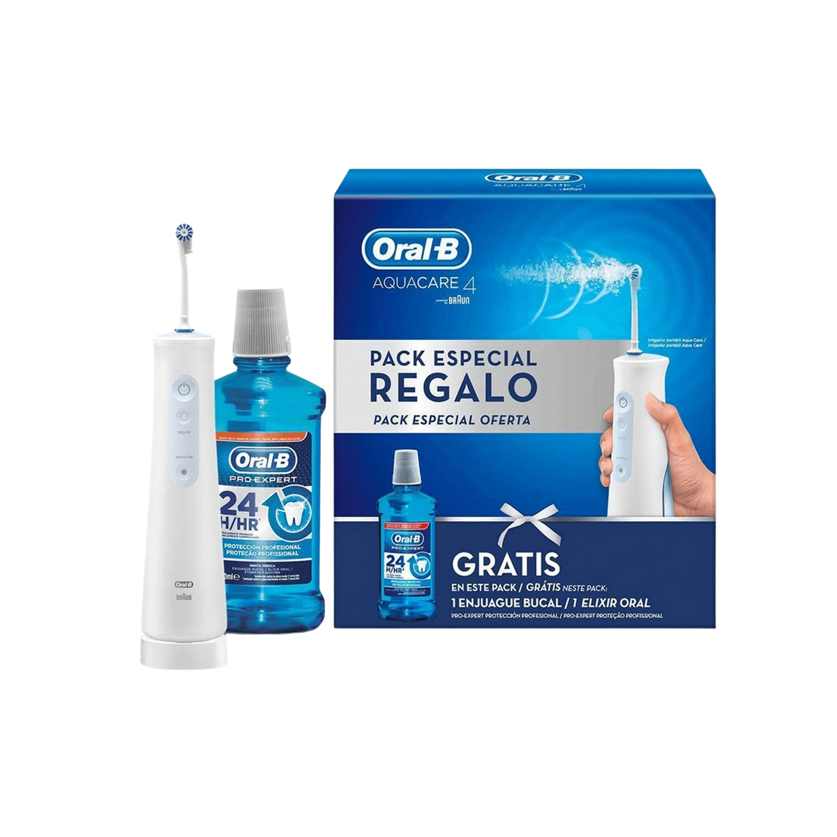 Cepillo + Irrigador - BRAUN AquaCare 4 + Colutorio