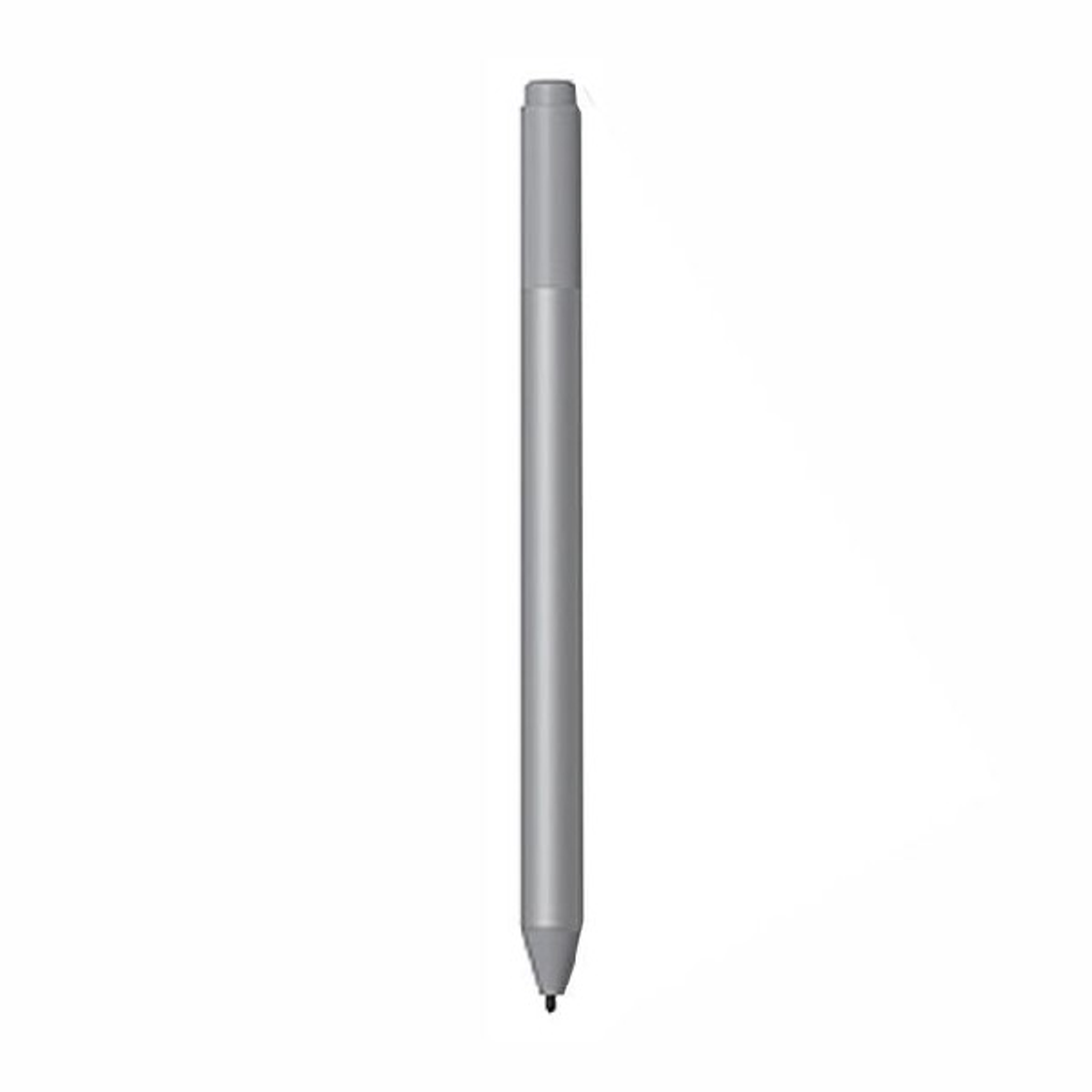 Lápiz stylus plateado. Diseño cilíndrico simple con punta y botón.