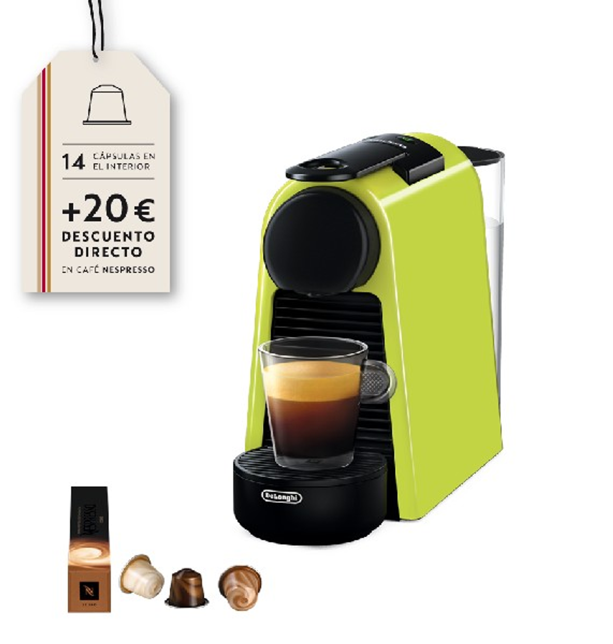 Cafetera de cápsulas - 8004399332065 DELONGHI, 1150 W, Verde