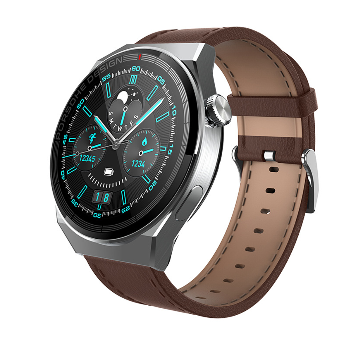 BRIGHTAKE X5PRO-Uhren Smartwatch Silber Leder