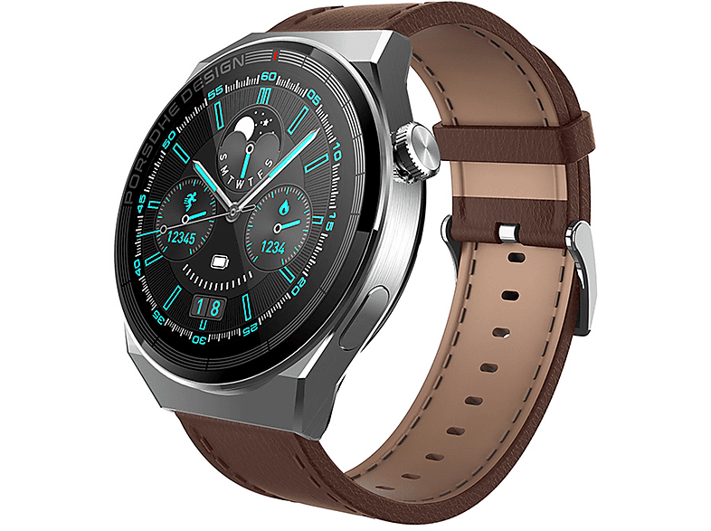 X5PRO-Uhren Smartwatch Leder, BRIGHTAKE Silber