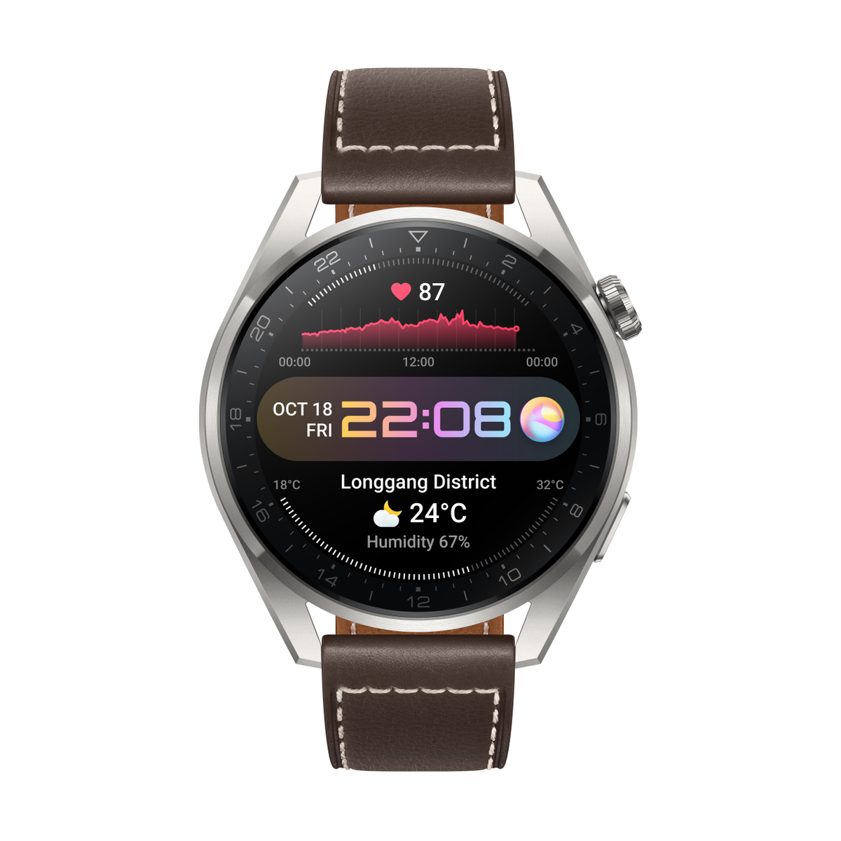 GRAY Echtleder, mm, Gray 3 140-210 GALILEO-L40E PRO Smartwatch WATCH HUAWEI CLASSIC Titanium TITANIUM