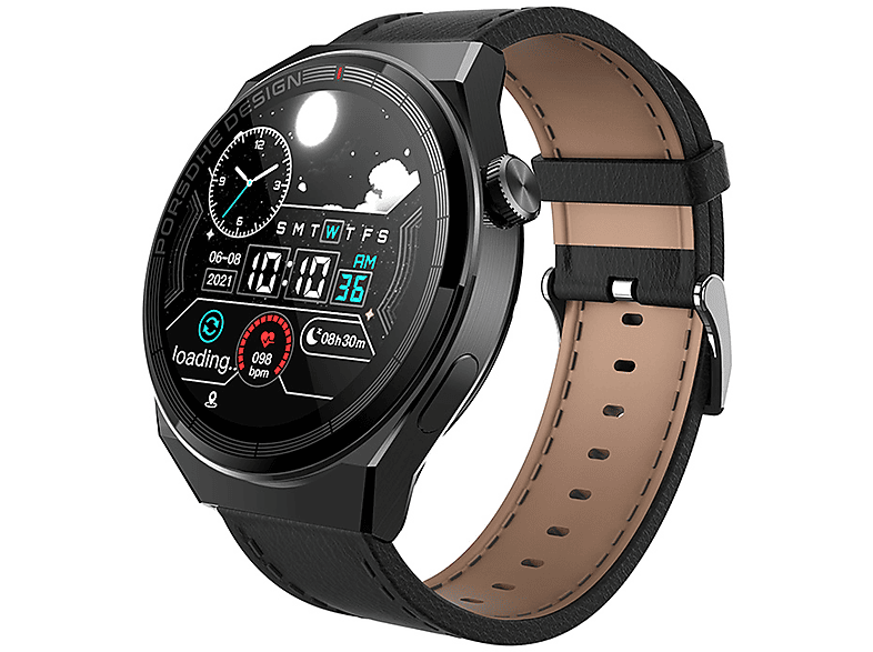 BRIGHTAKE X5PRO-Uhren Smartwatch Leder, Schwarz