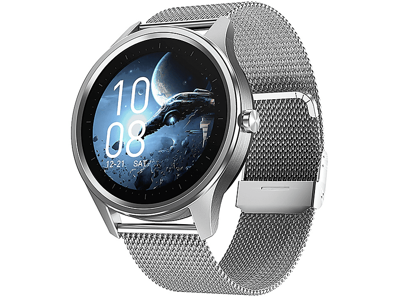 BRIGHTAKE Smart Watch Silber Uhr Smartwatch Sport Blut-Sauerstoff-Herzfrequenz Multi Wasserdicht Silber Metall