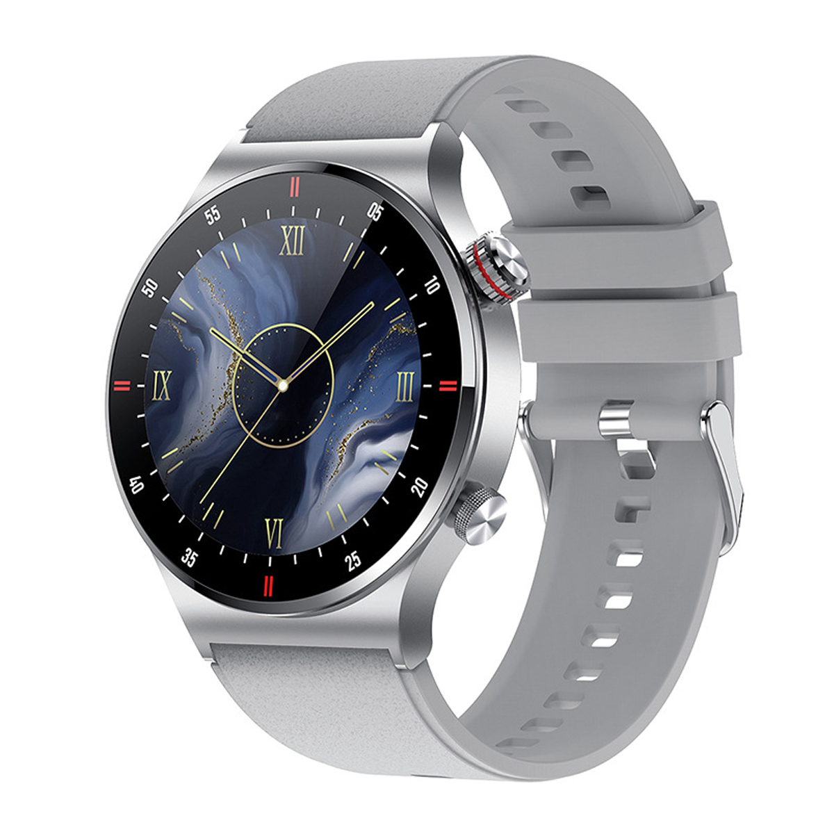 BRIGHTAKE Smartwatch EKG+PPG: Wasserdicht, Herzfrequenz, Smartwatch Blutdruck Silikon, Silber