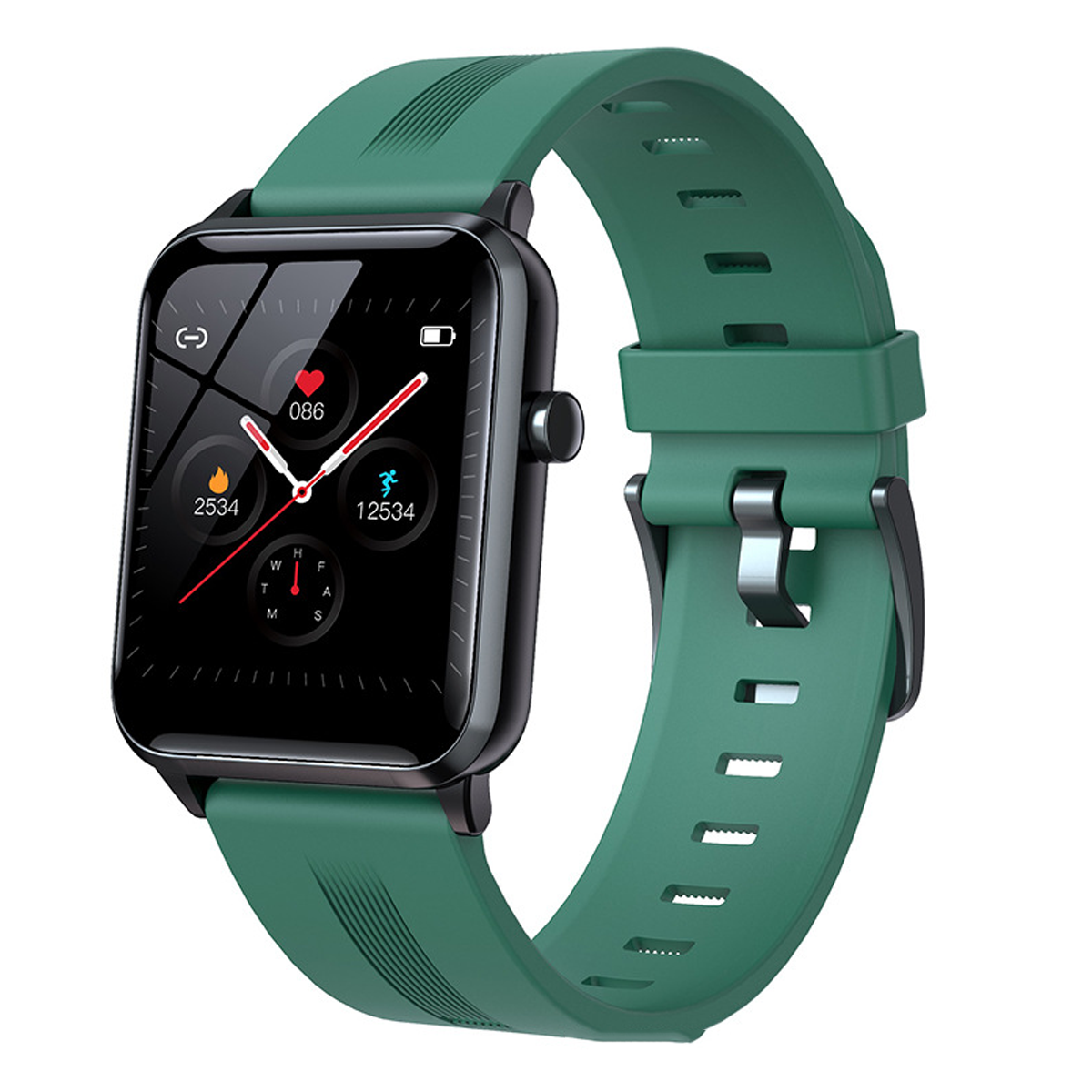 Grün BRIGHTAKE Control Großer Body Grün Push Smart Musik Bildschirm Farbe Watch Slim Silikon, Nachricht Smartwatch Uhr
