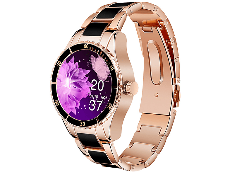 Schwarz Übung Watch Metall, Talk Bluetooth Schrittzähler Smartwatch Herzfrequenzmesser Gold BRIGHTAKE Uhr Smart Frauen
