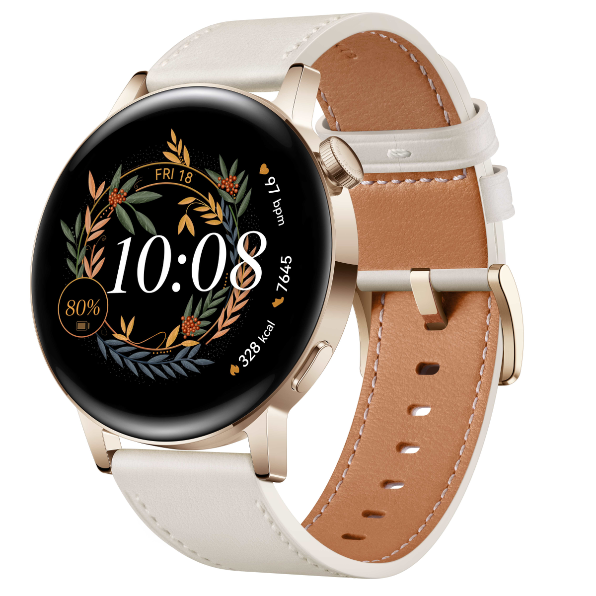 HUAWEI Leder, GT3 mm, Edelstahl Leather Watch Smartwatch -gold-leder-42mm 130 Gold - 190