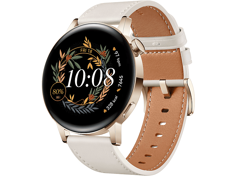 HUAWEI Watch Leder, GT3 130 Smartwatch -gold-leder-42mm 190 mm, Edelstahl Leather Gold 