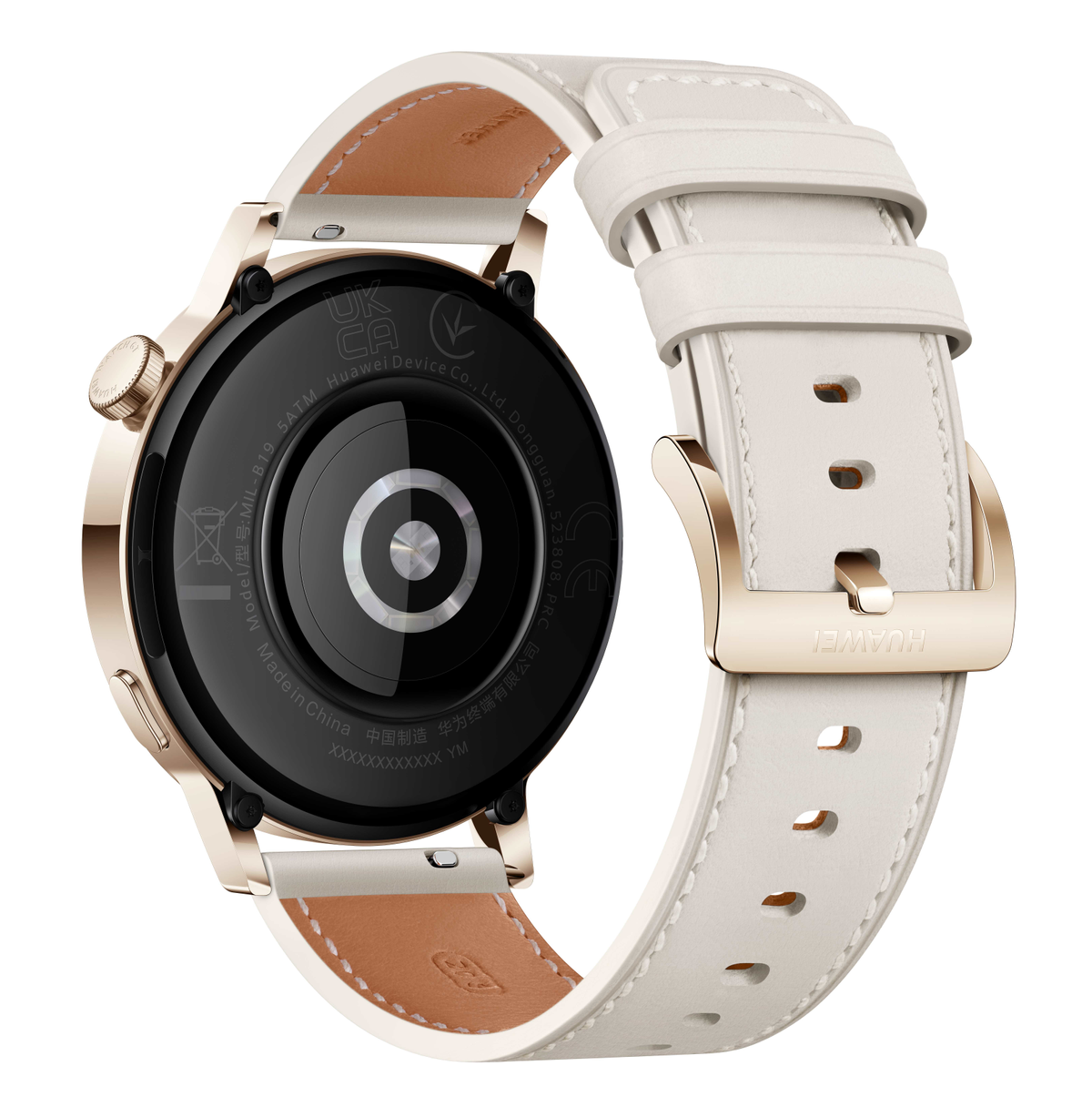 HUAWEI Watch GT3 -gold-leder-42mm Gold 190 - Smartwatch mm, Leather 130 Edelstahl Leder
