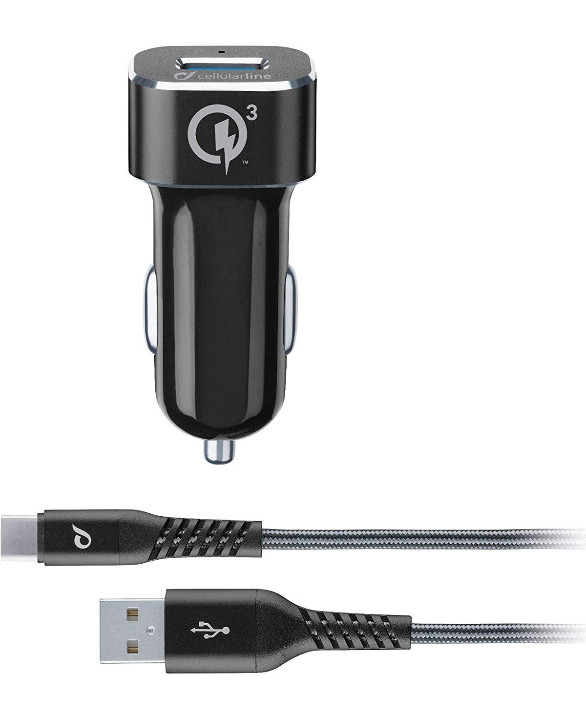 CELLULAR LINE Charger LG, Asus, Huawei, 60115 USB-CQC3.0 Motorola, Universal, ZTE TETRA Schwarz und KFZ-CHARGER