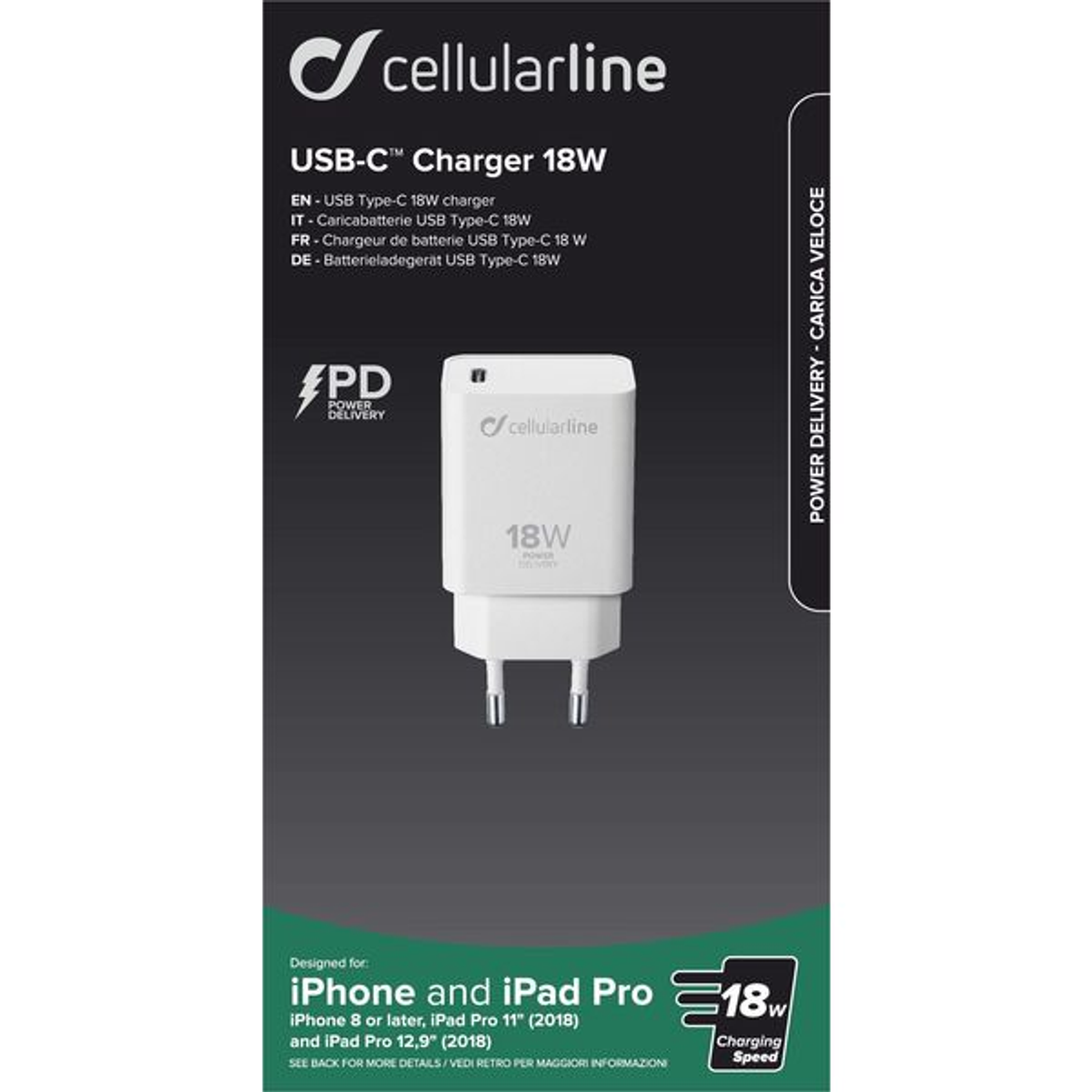 CELLULAR LINE 60759 ACHIPHKIT Apple, CHARGERPD Ladegerät Weiß USB-C