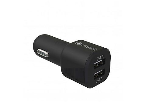 Cargador USB para coche  - MCDCC0007 MUVIT, Negro