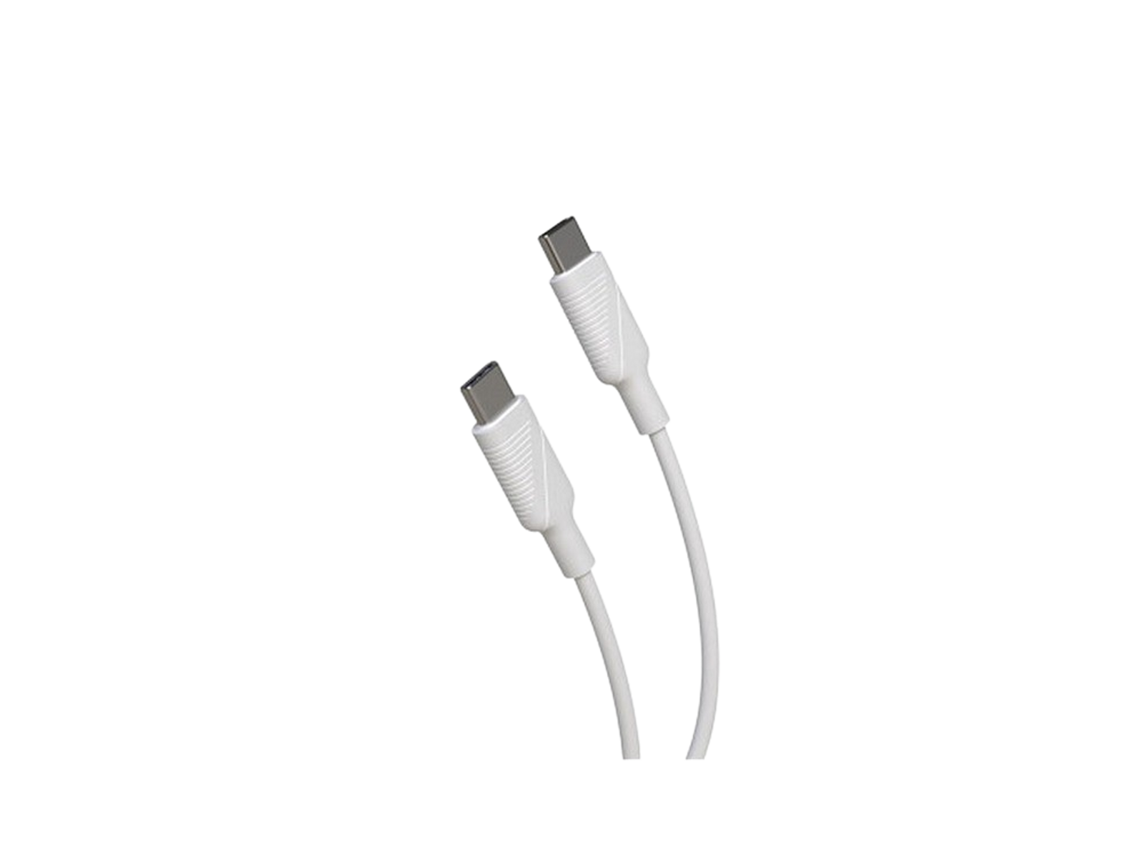 Due cavi USB-C bianchi su sfondo nero. Sono uno accanto all'altro.