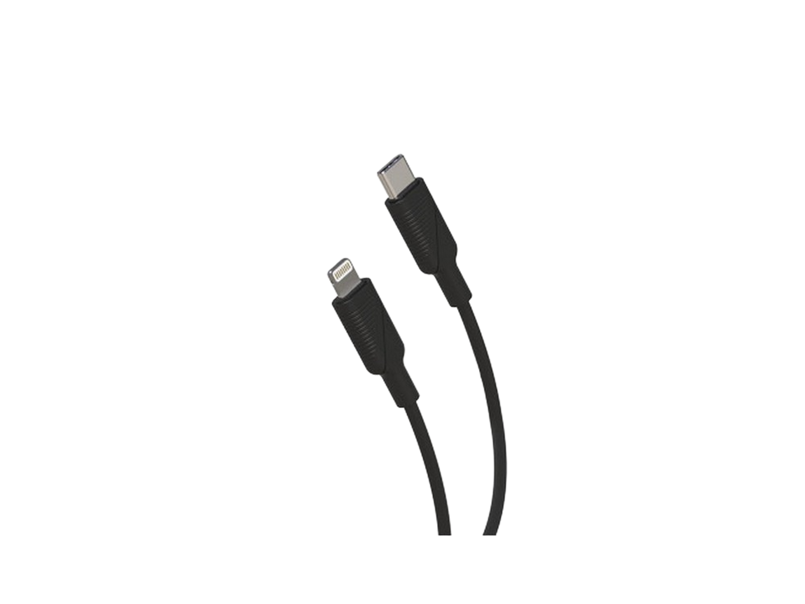 Dos cables de carga negros con diferentes conectores sobre fondo negro.