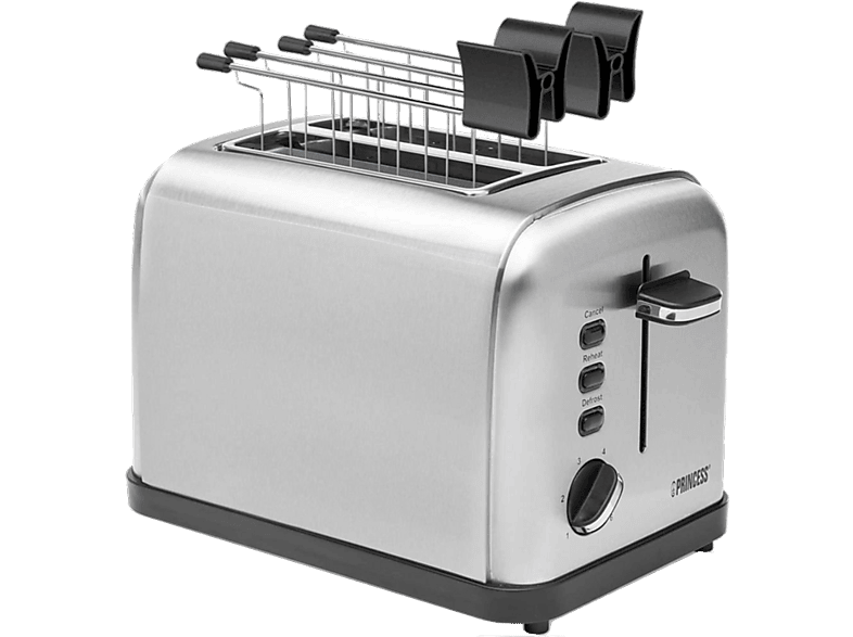 PRINCESS 418383 Toaster Grau (920 Watt, Schlitze: 2)