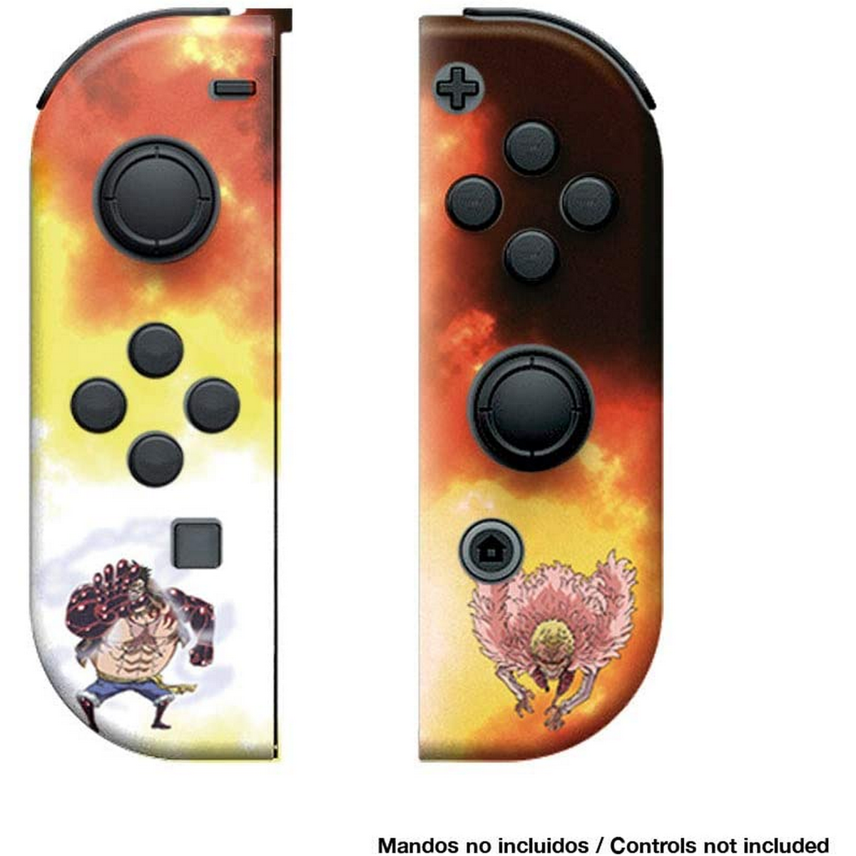 Un paio di controller Joy-Con Nintendo Switch con design colorati, su sfondo bianco.