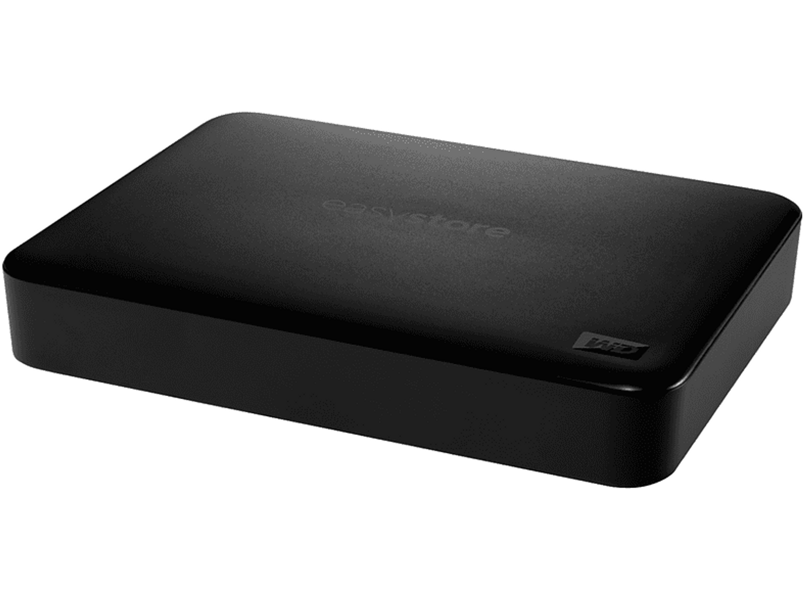 Czarny zewnętrzny dysk twardy WD z logo 'easyStore'.