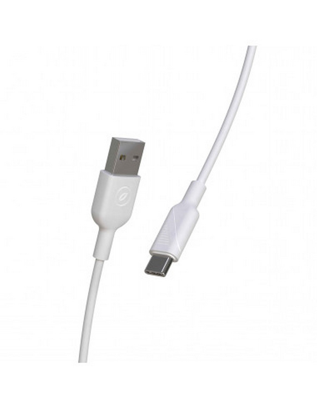 Un cavo bianco da USB a USB-C con uno sfondo chiaro.