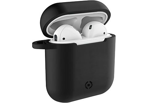 Funda para auriculares - CELLY AIRCASEBK, Compatible con Apple AirPods, Negro