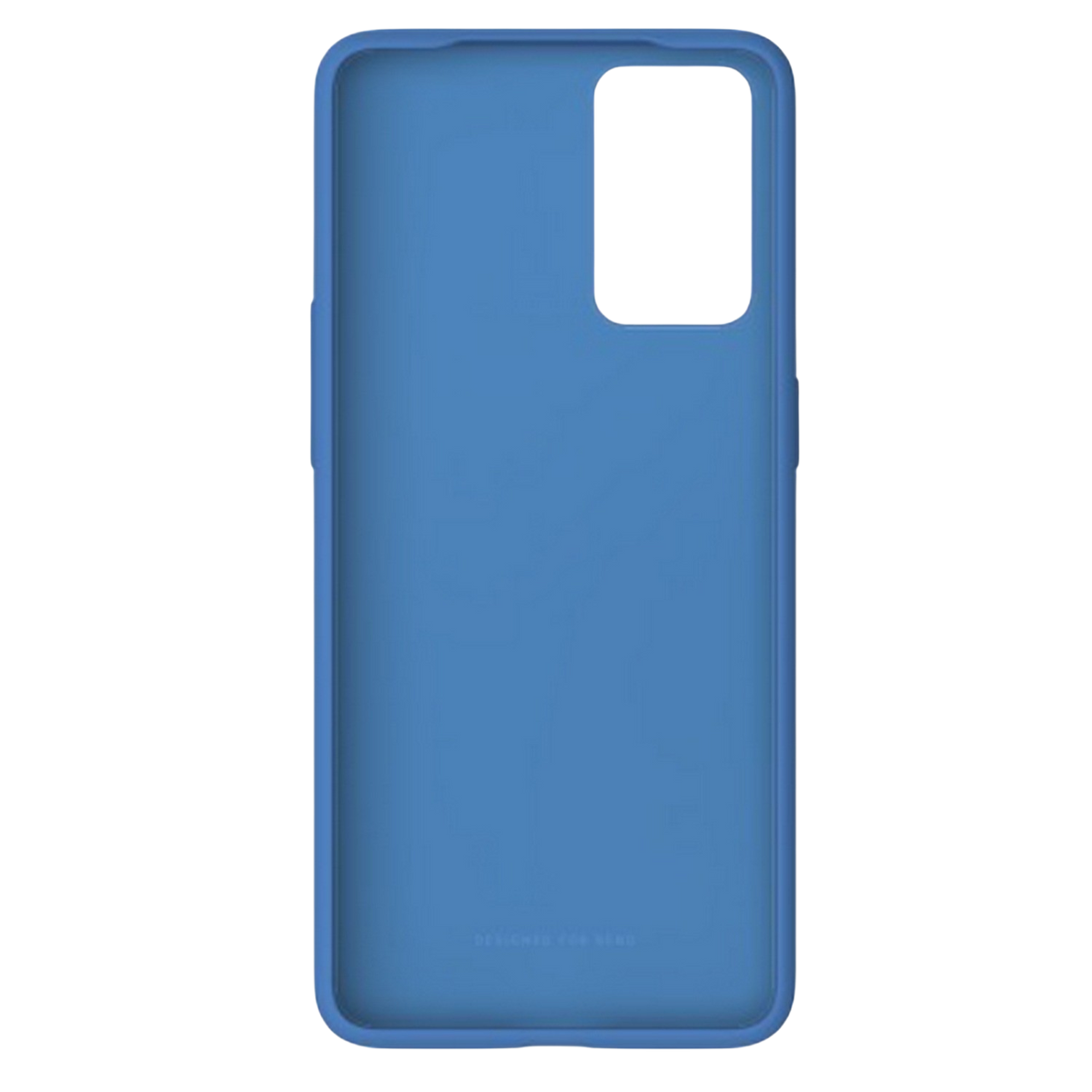 Una funda de teléfono azul con un recorte para la cámara. El texto "DESIGNED FOR OPPO" está en la parte inferior.