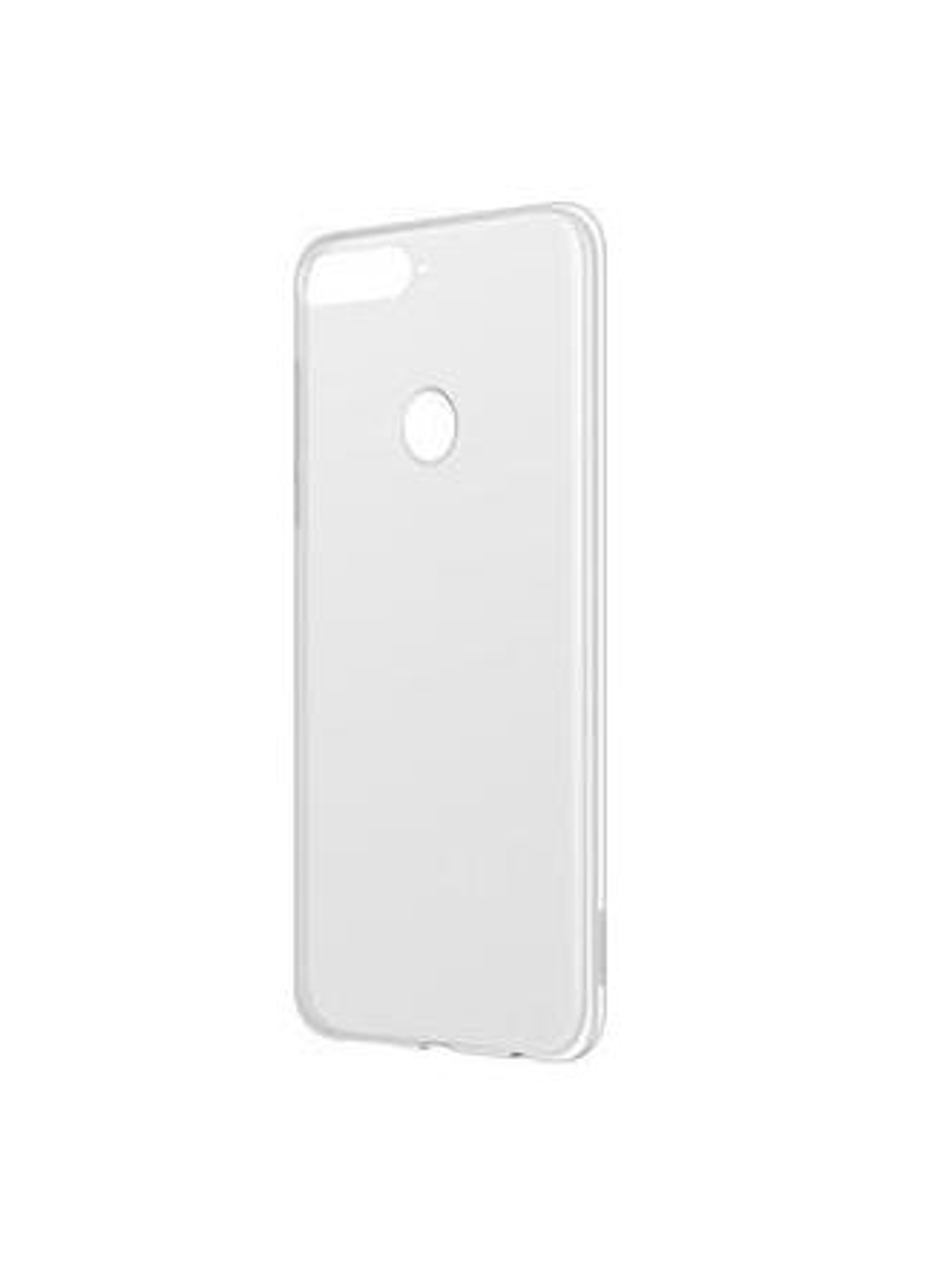 Transparente Handyhülle mit Kameraausschnitt und rundem Loch für Fingerabdrucksensor.