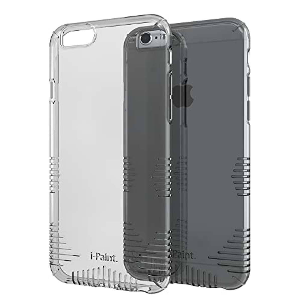 Dos fundas transparentes para teléfono. Una está dentro de la otra. La marca i-Paint es visible en las fundas.