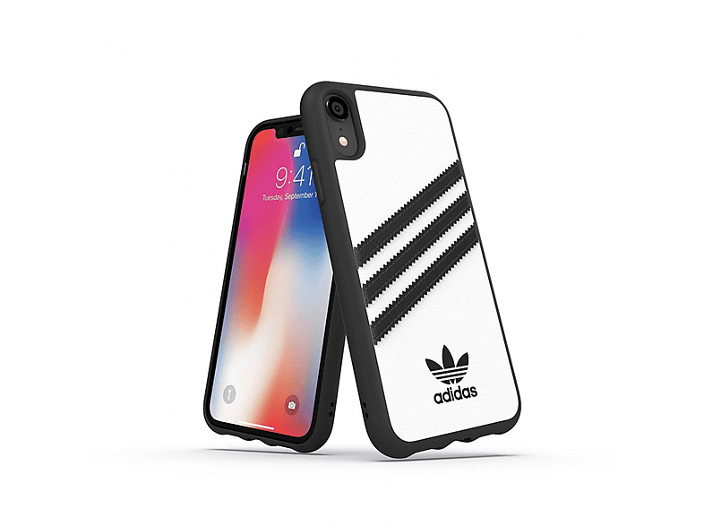ADIDAS 32808 MOULDED CASE IP XR WHITE BLACK, Bookcover, Apple, iPhone XR, Weiß