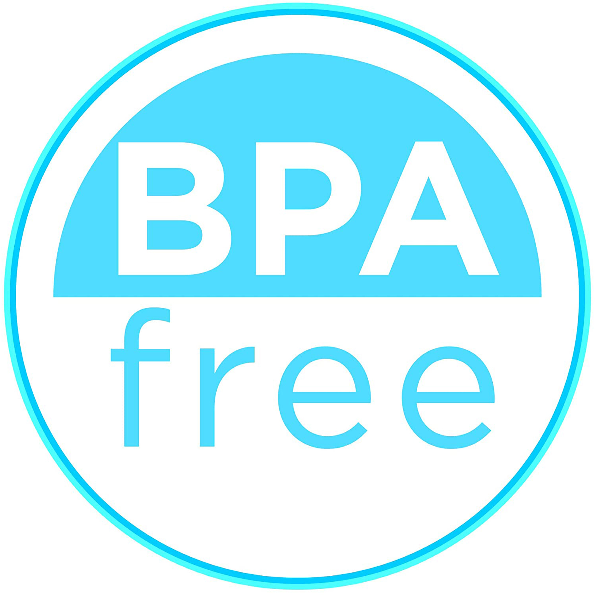 Niebieska pieczęć BPA free w białym kole. Białe tło.