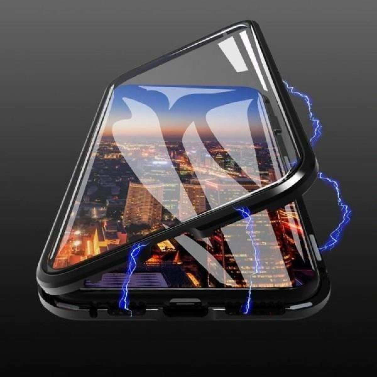 INF iPhone 7/8 Plus 8 Glas/schwarz, Handyhülle iPhone 7 schwarz magnetisch Cover, Plus, Full Plus/ iPhone Apple