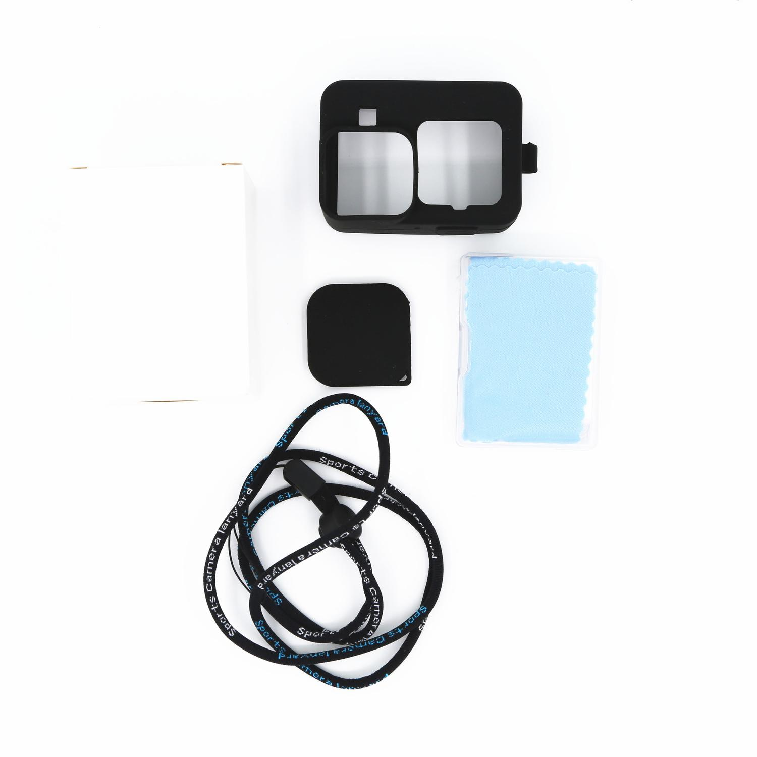 INF GoPro Hero 9 Hülle Schwarz mit Zubehör schwarz und Displayschutz Kameratasche